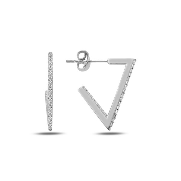 Cercei argint triunghi incomplet cu zirconii albe, placati cu rodiu - ETU0188 [1]