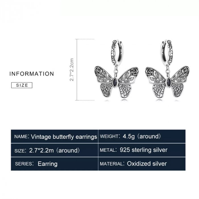 Cercei argint vintage cu fluturi [3]