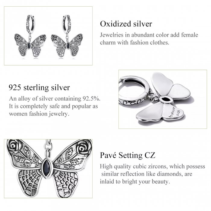 Cercei argint vintage cu fluturi [5]