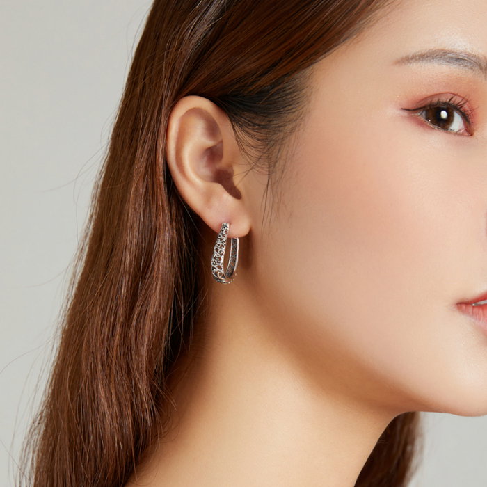 Cercei argint vintage cu model floral [4]