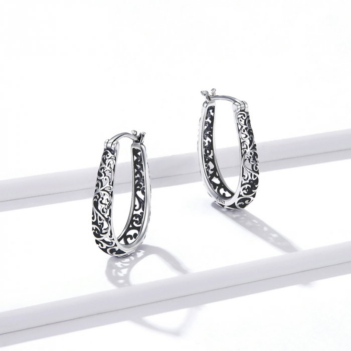 Cercei argint vintage cu model floral [6]