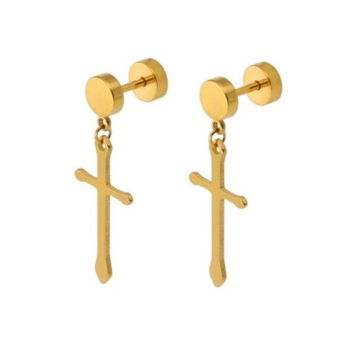 Cercei aurii din inox cu cruciulite [1]