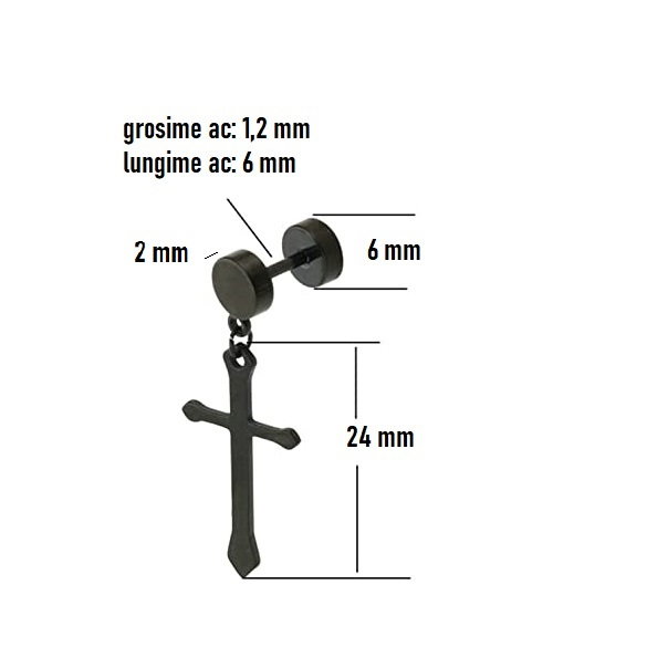 Cercei aurii din inox cu cruciulite [2]