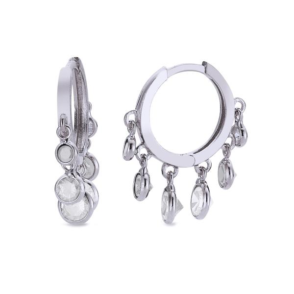 Cercei creole din argint 925 cu zirconii albe Be Elegant [1]