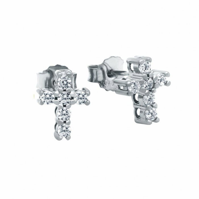 Cercei cruciulite din argint 925 placat cu aur si zirconii [1]