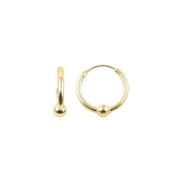 Cercei argint creole 14 mm cu biluta, placati cu aur [1]
