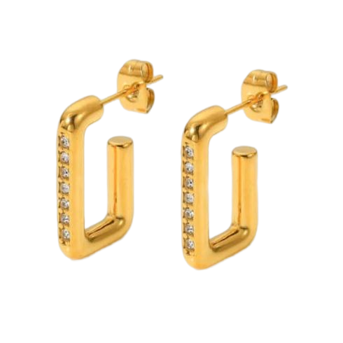 Cercei eleganti din inox auriu cu zirconii [9]