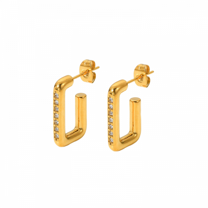 Cercei eleganti din inox auriu cu zirconii [1]