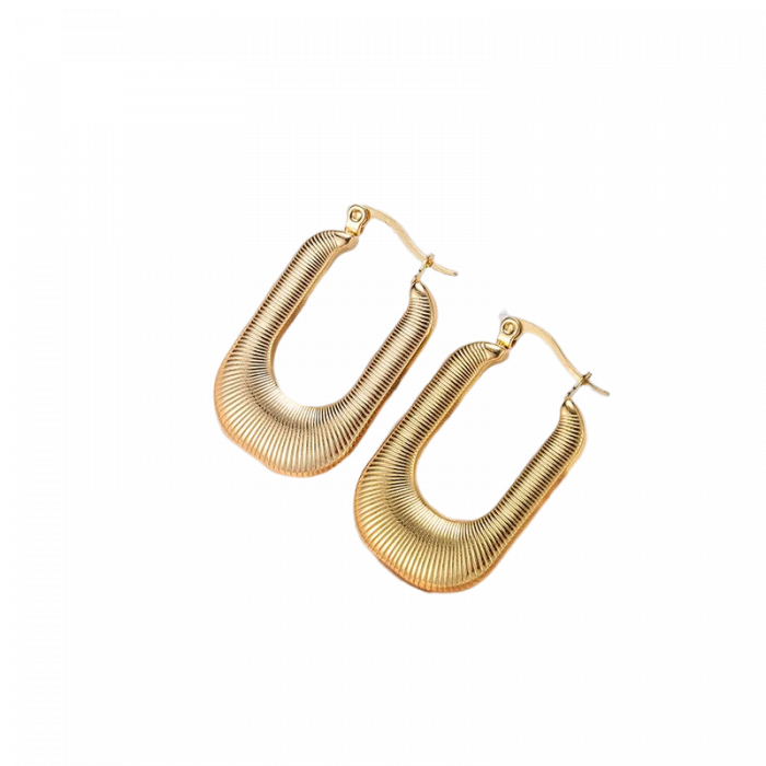 Cercei eleganti din inox auriu in forma de U [1]