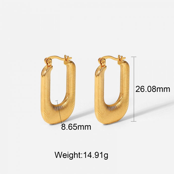 Cercei eleganti din inox auriu in forma de U [6]