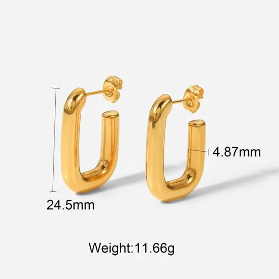 Cercei eleganti din inox auriu in forma de U [3]