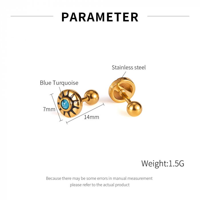 Cercei inox aurii cu turcoaz [8]