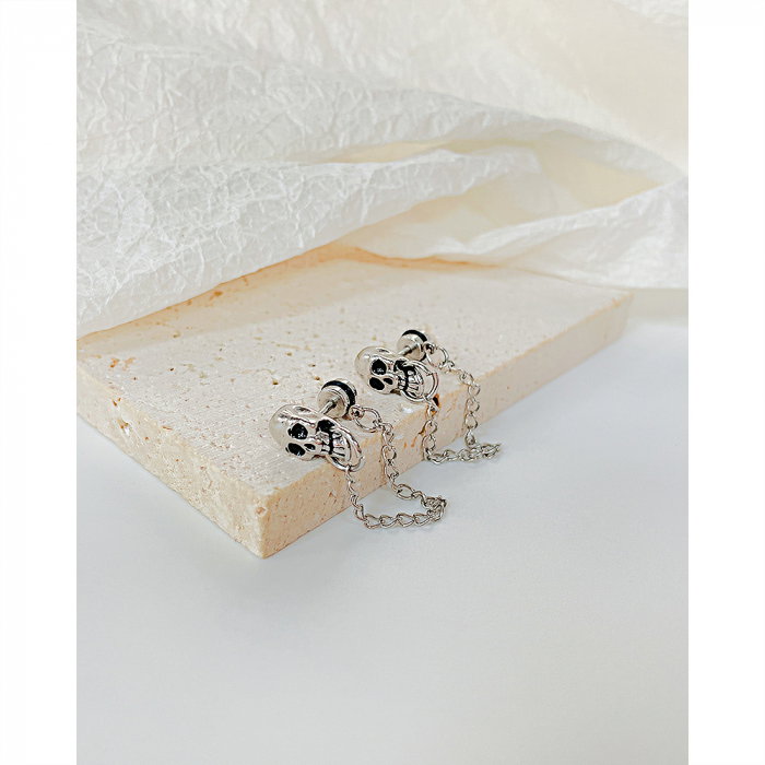 Cercei inox cranii si lanturi [8]