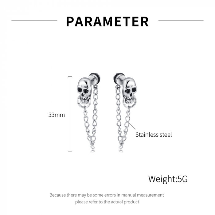 Cercei inox cranii si lanturi [7]