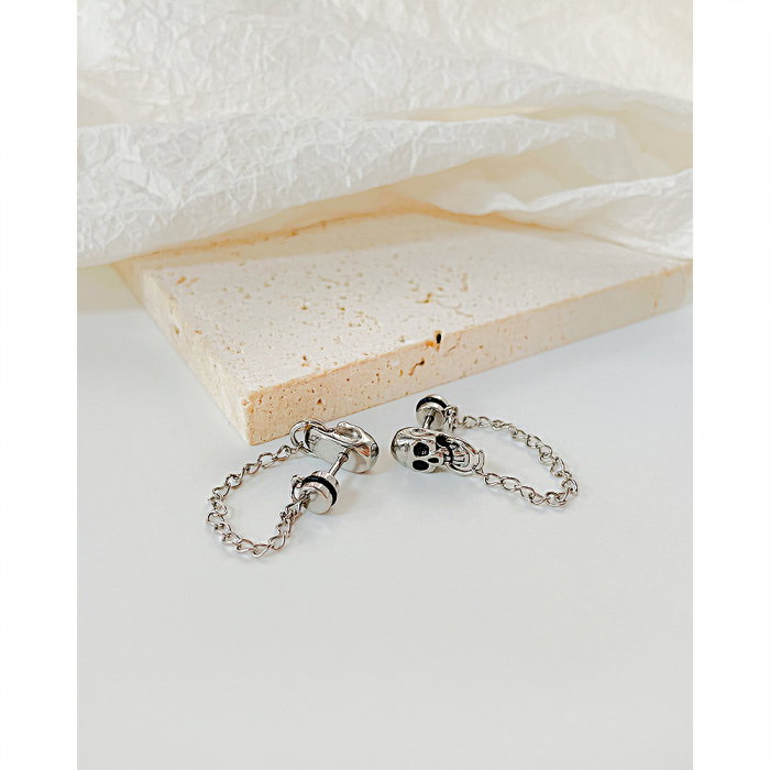 Cercei inox cranii si lanturi [10]