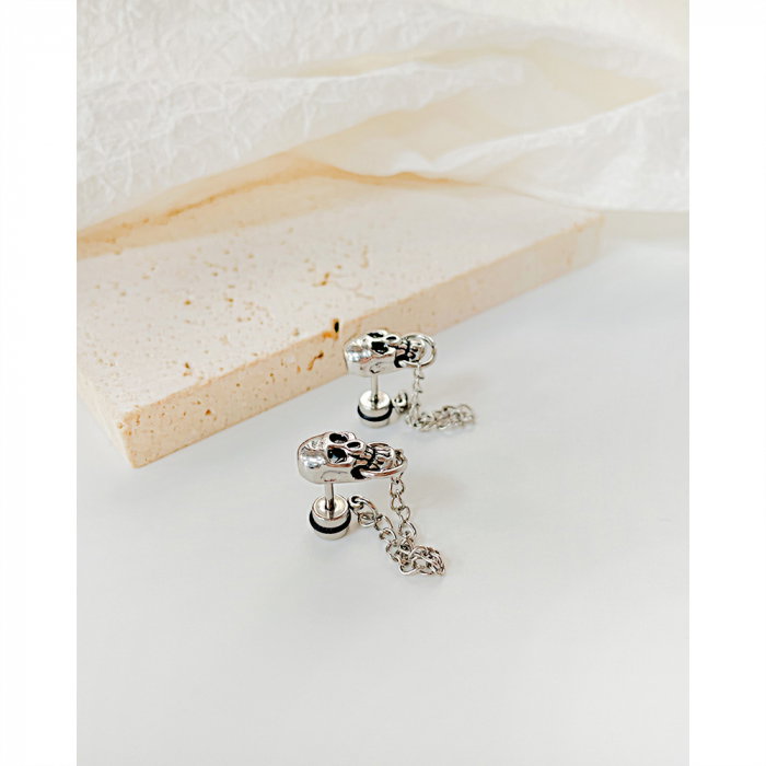 Cercei inox cranii si lanturi [11]