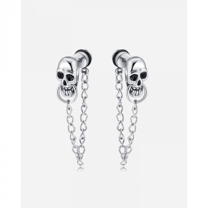 Cercei inox cranii si lanturi [2]