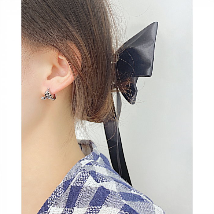 Cercei inox craniu cu trandafir [11]