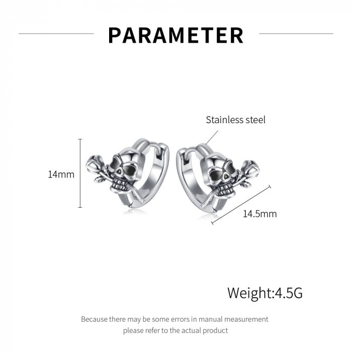 Cercei inox craniu cu trandafir [6]