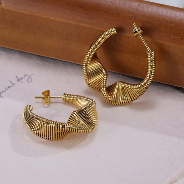 Cercei inox creativi cu striatii [3]