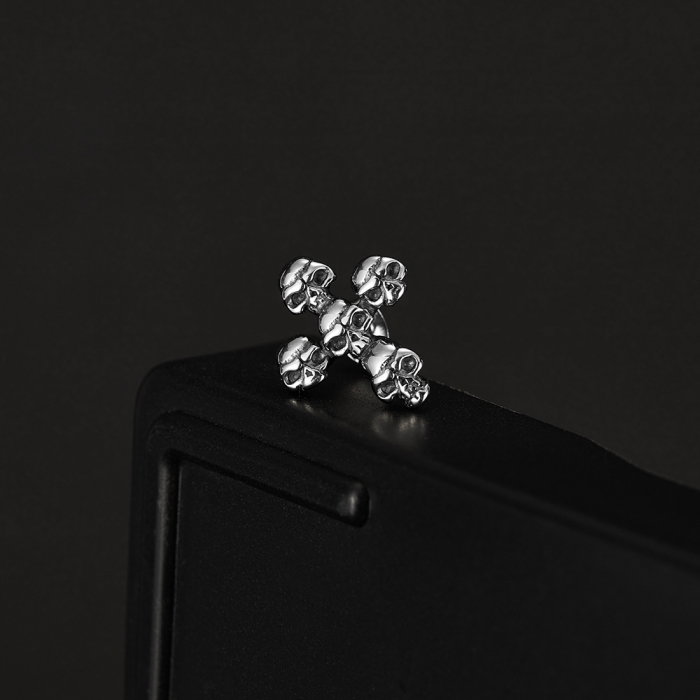 Cercei inox cruce de cranii [5]