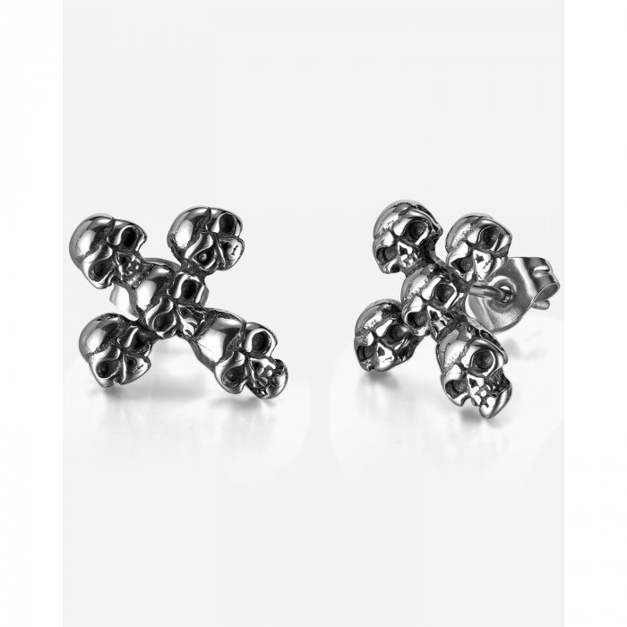 Cercei inox cruce de cranii [8]