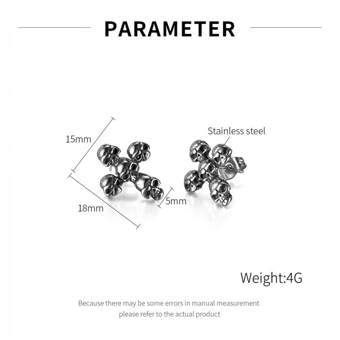 Cercei inox cruce de cranii [13]