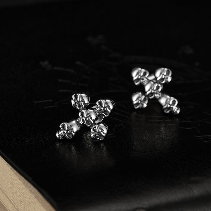 Cercei inox cruce de cranii [14]