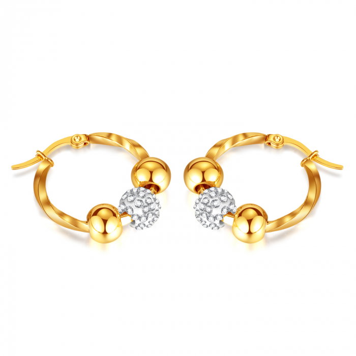 Cercei inox cu bilute si zirconiu [1]