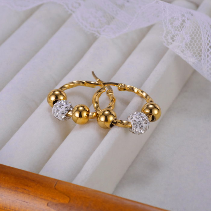 Cercei inox cu bilute si zirconiu [2]