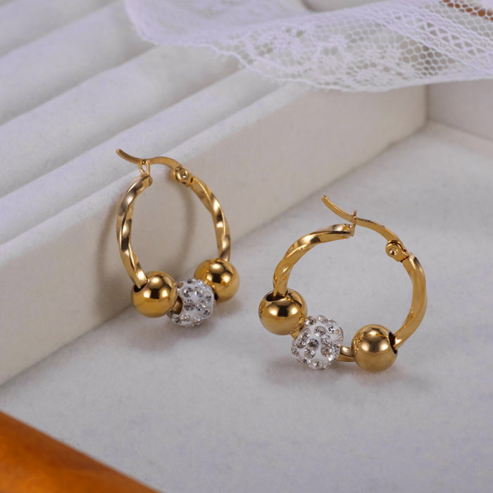 Cercei inox cu bilute si zirconiu [5]