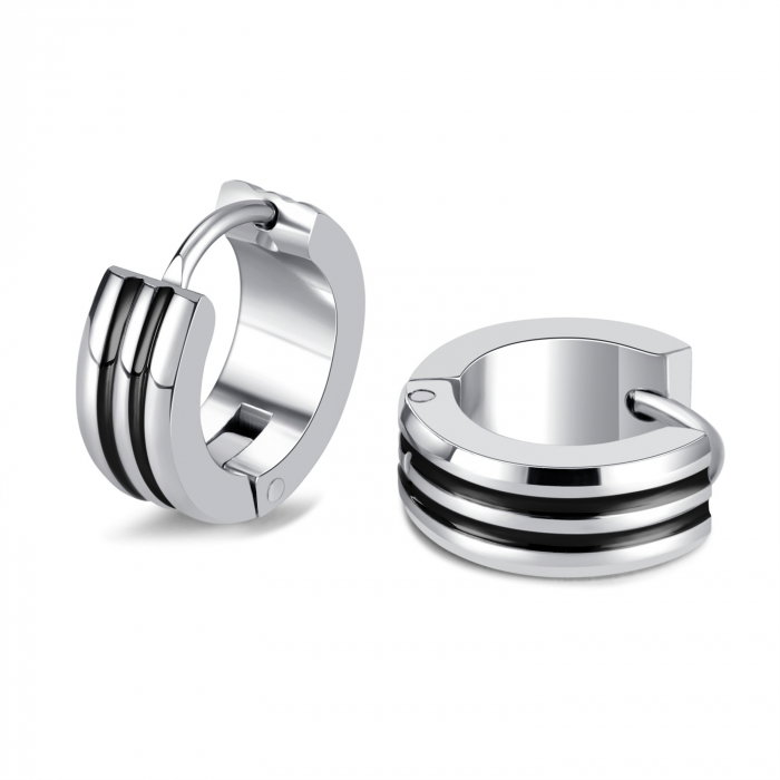 Cercei inox cu dungi aurii [9]