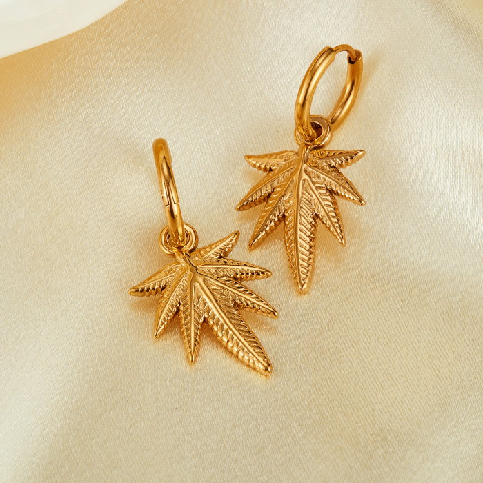 Cercei inox cu frunza de canabis [9]