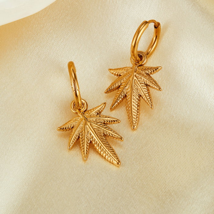 Cercei inox cu frunza de canabis [7]