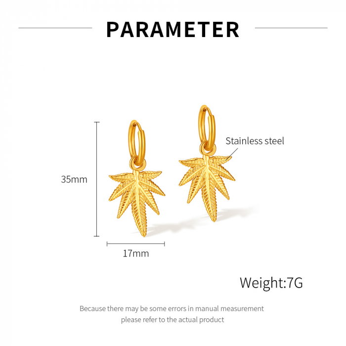 Cercei inox cu frunza de canabis [13]