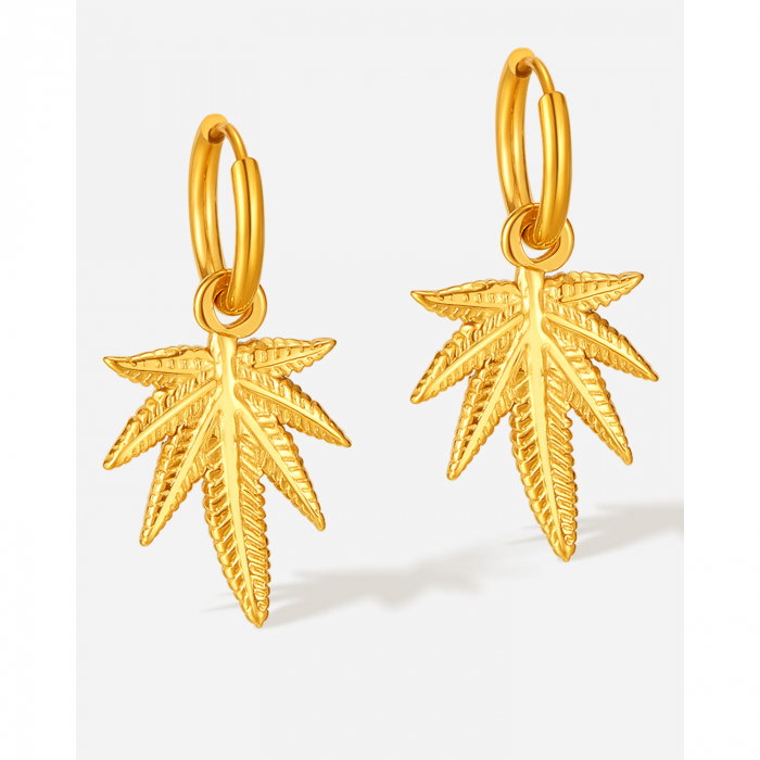 Cercei inox cu frunza de canabis [8]