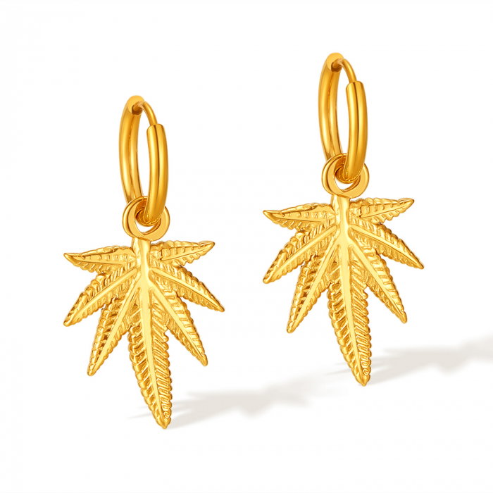 Cercei inox cu frunza de canabis [1]