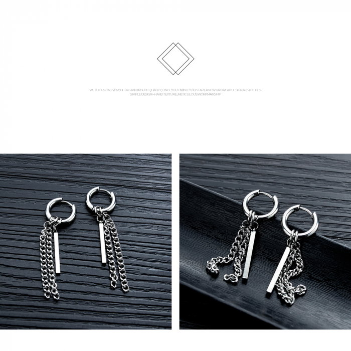 Cercei inox cu lant si pendul [12]