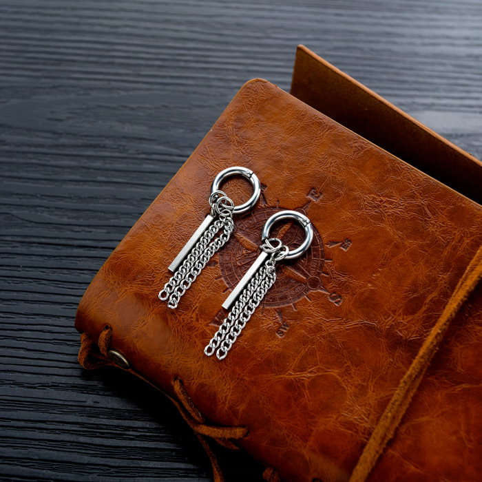 Cercei inox cu lant si pendul [7]