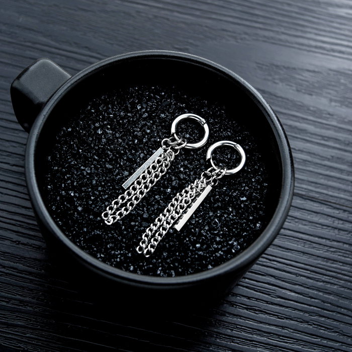 Cercei inox cu lant si pendul [2]