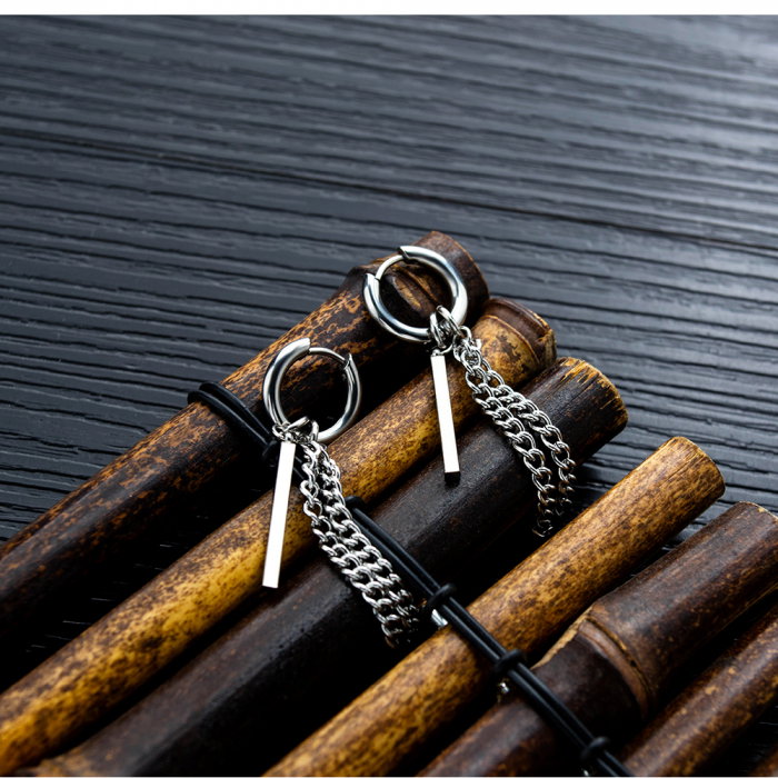 Cercei inox cu lant si pendul [10]