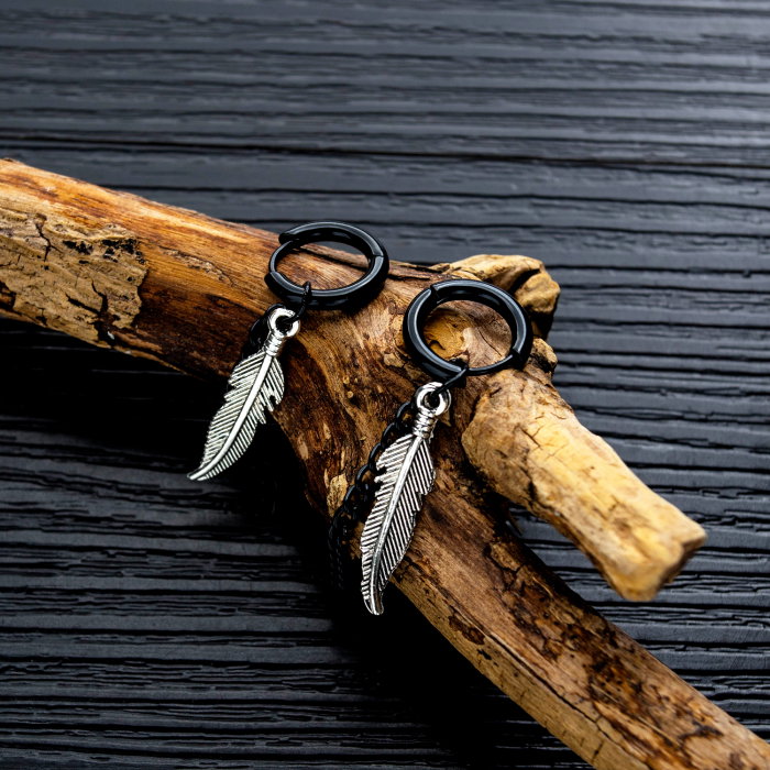 Cercei inox cu pana [4]