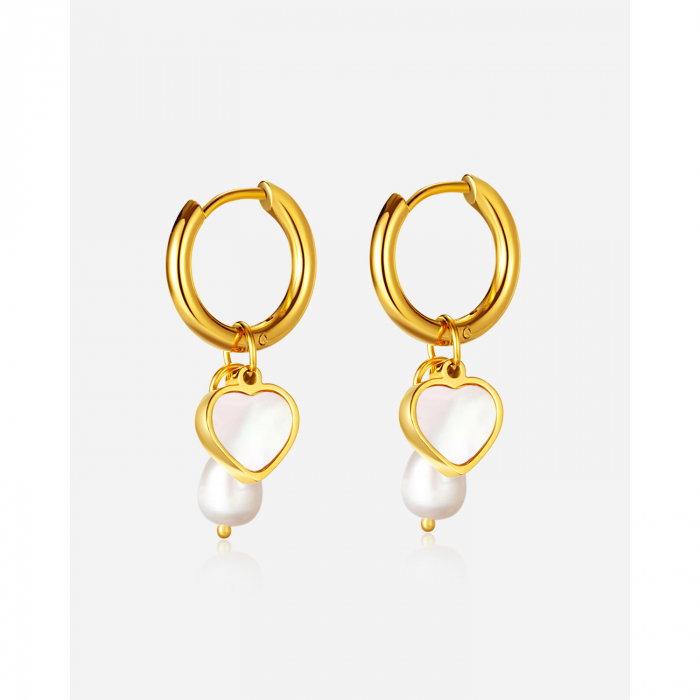 Cercei inox cu perle si scoica [5]