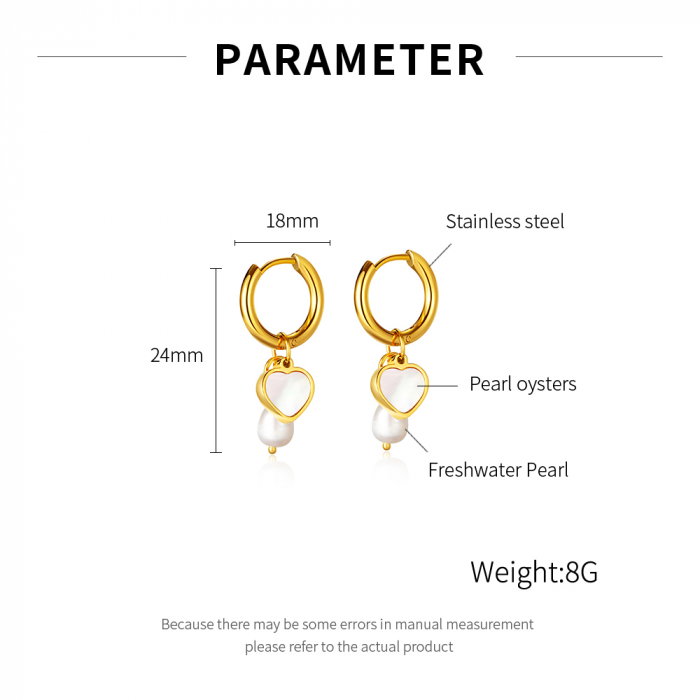 Cercei inox cu perle si scoica [7]