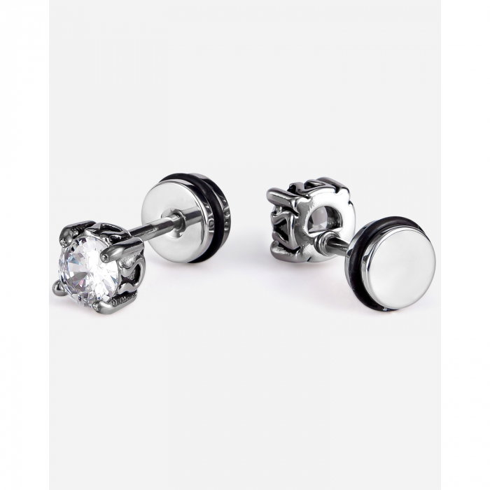 Cercei inox cu zirconii albe [5]