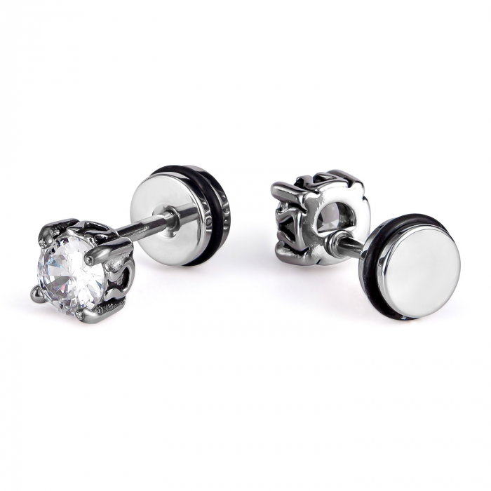Cercei inox cu zirconii albe [1]