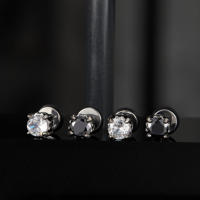 Cercei inox cu zirconii negre [8]