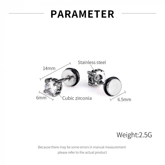 Cercei inox cu zirconii negre [9]