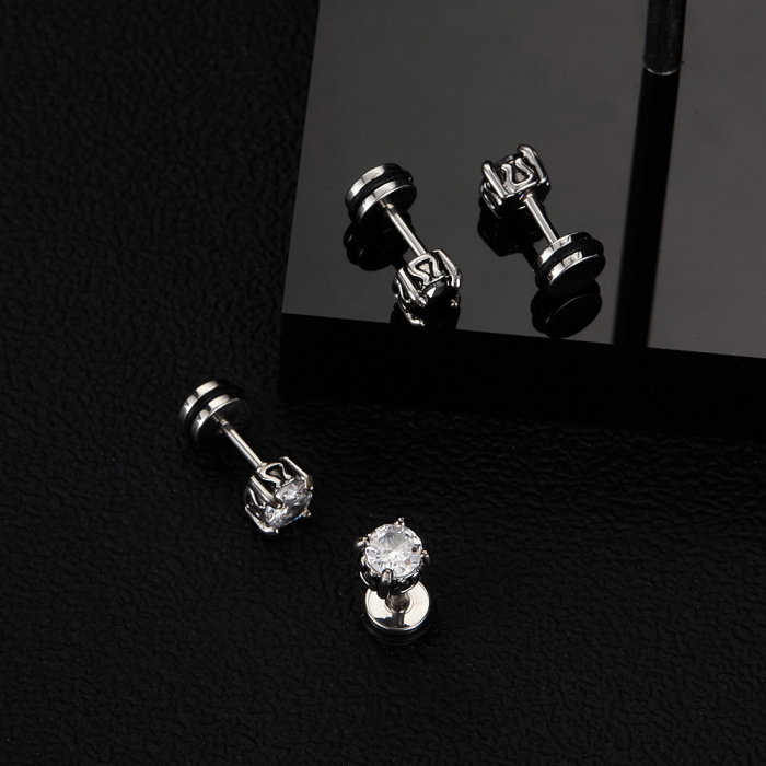 Cercei inox cu zirconii negre [10]