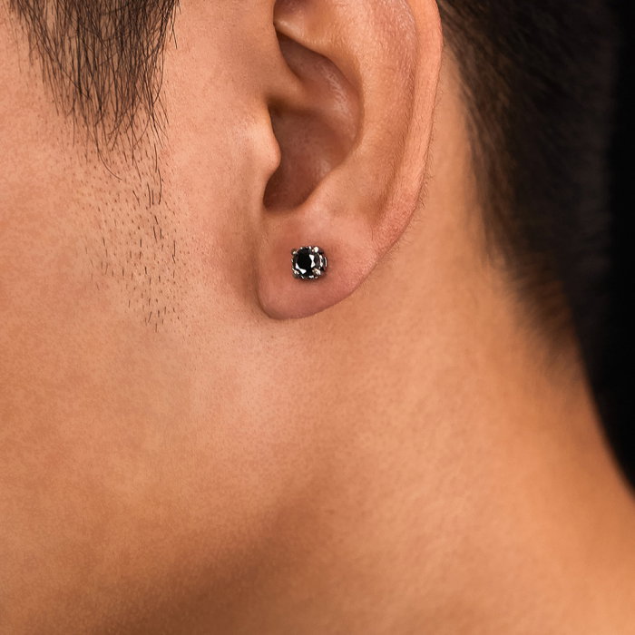 Cercei inox cu zirconii negre [4]